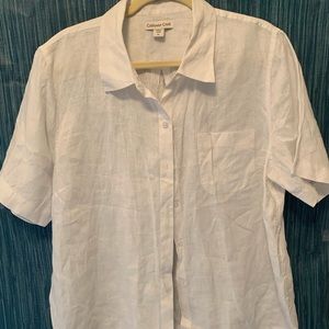Cold water creek ladies size XL white linen shirt